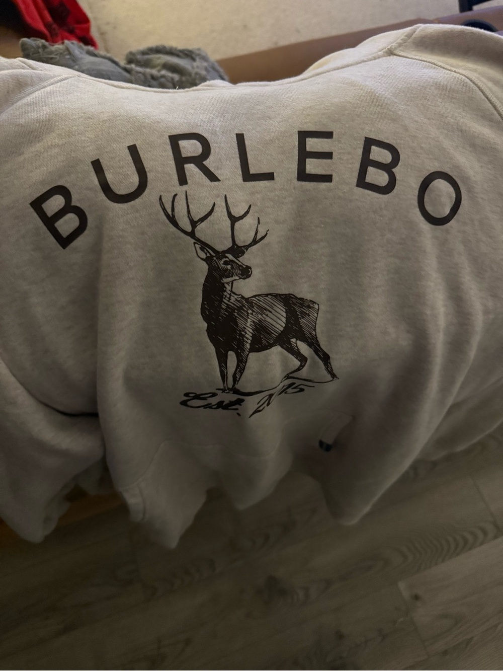 BURLEBO Light Gray Crewneck Sweatshirt with Deer Graphic